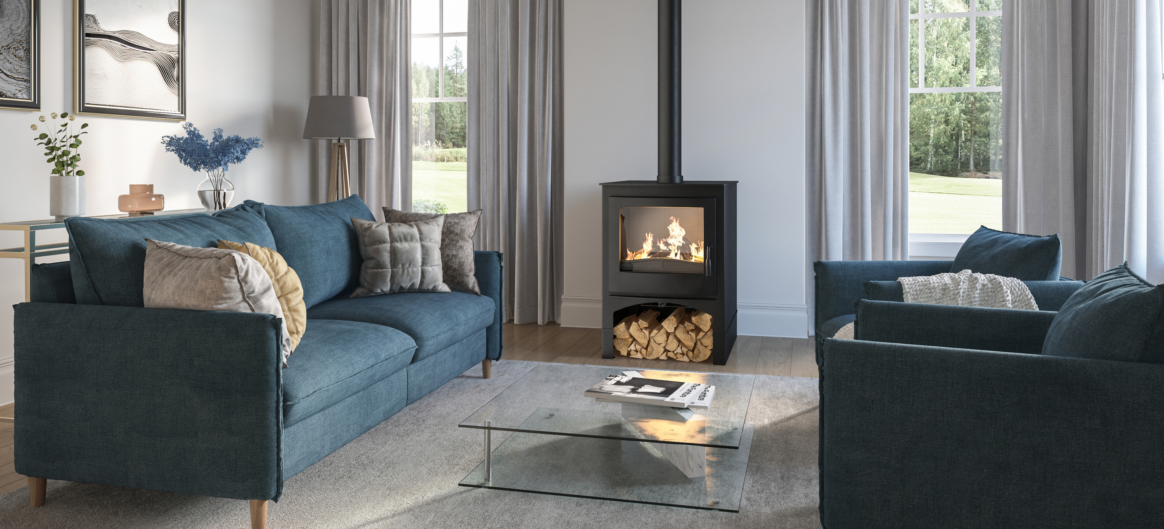 Nordic Fire Cottage mit Holzfach Original-Herstellerbild – Ofen Team