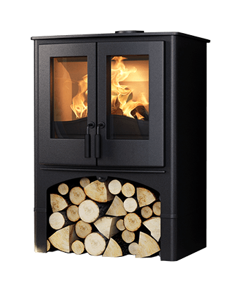 Nordic Fire Lodge mit Holzfach Originalproduktbild – Ofen Team