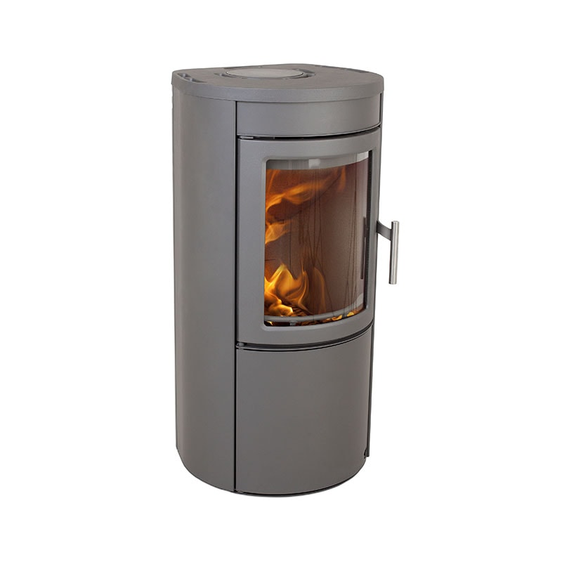 HETA Scan-Line 500 Kaminofen mit schwarzer Stahlverkleidung und Feuersicht