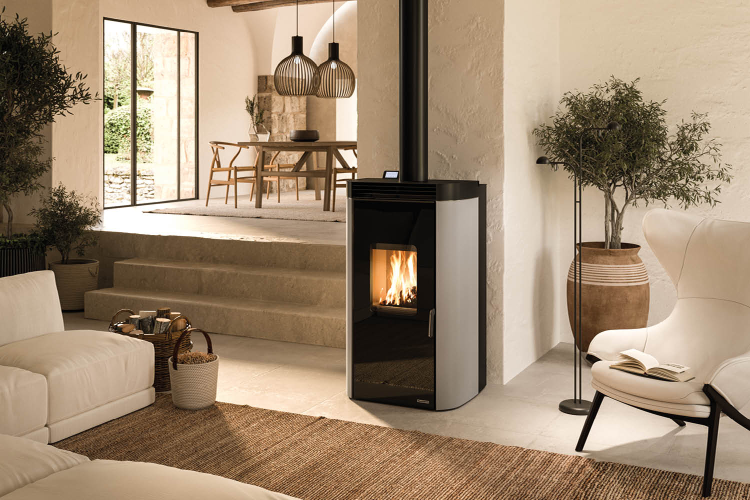 Palazzetti Multifire Archie Hybridofen im modernen Wohnraum